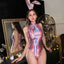 Błyszczące body damskie w stylu holograficznym