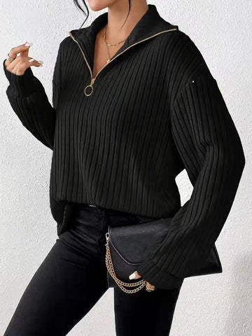 Dzianinowy sweter z zamkiem – idealny na każdą okazję