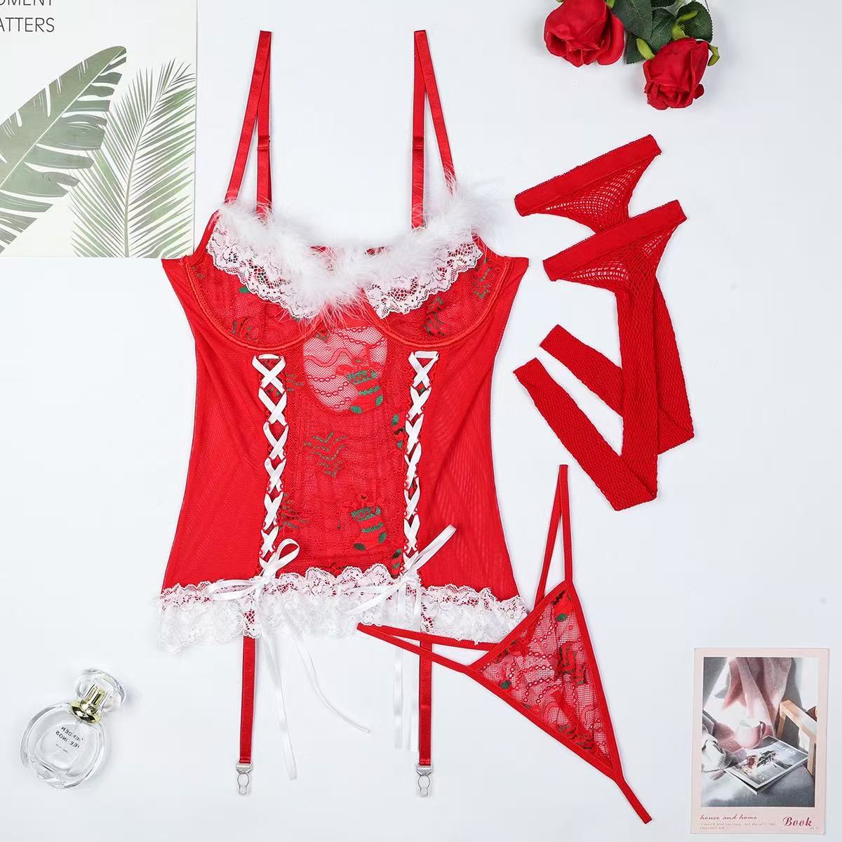 Świąteczny komplet bielizny Santa Lace