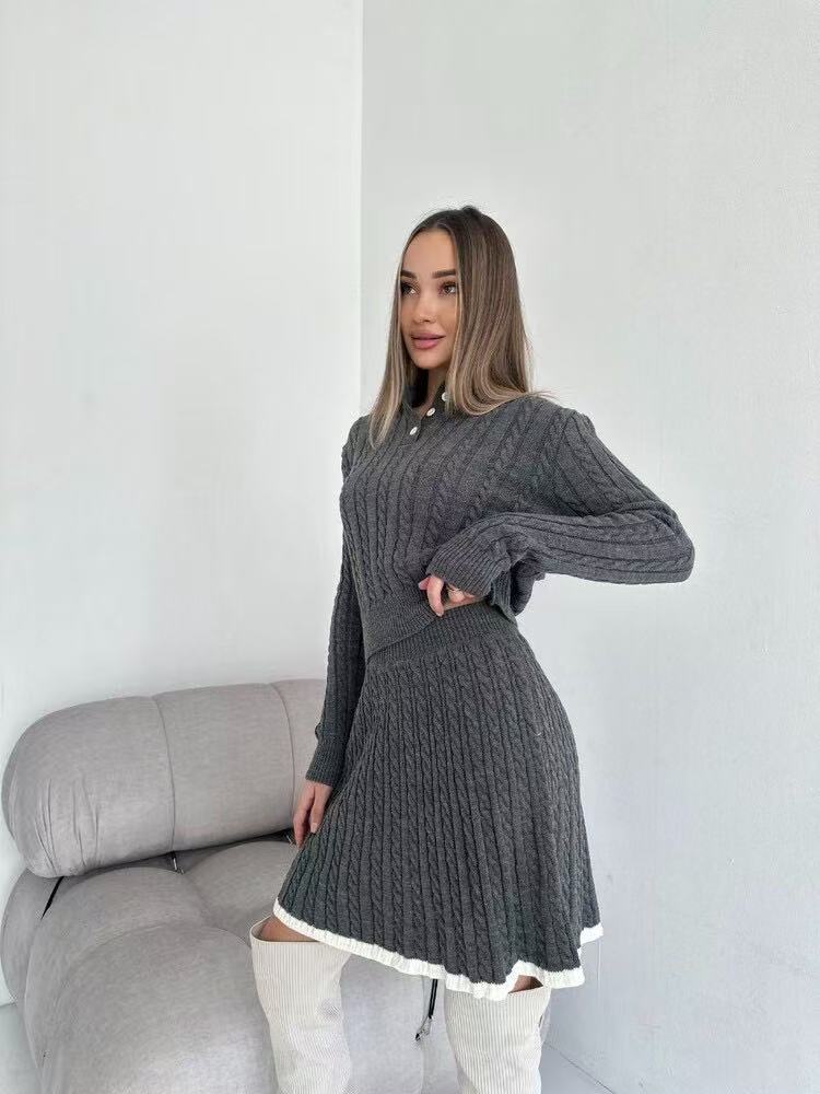 Dzianinowy komplet damski ze spódnicą – elegancki zestaw na co dzień i na wyjście