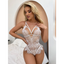 Prześwitujące koronkowe body z paskami na biuście - Luxurie