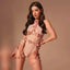 Stylowy harness z regulowanymi paskami i kajdankami - Pink Three Piece Set - Bielizna damska