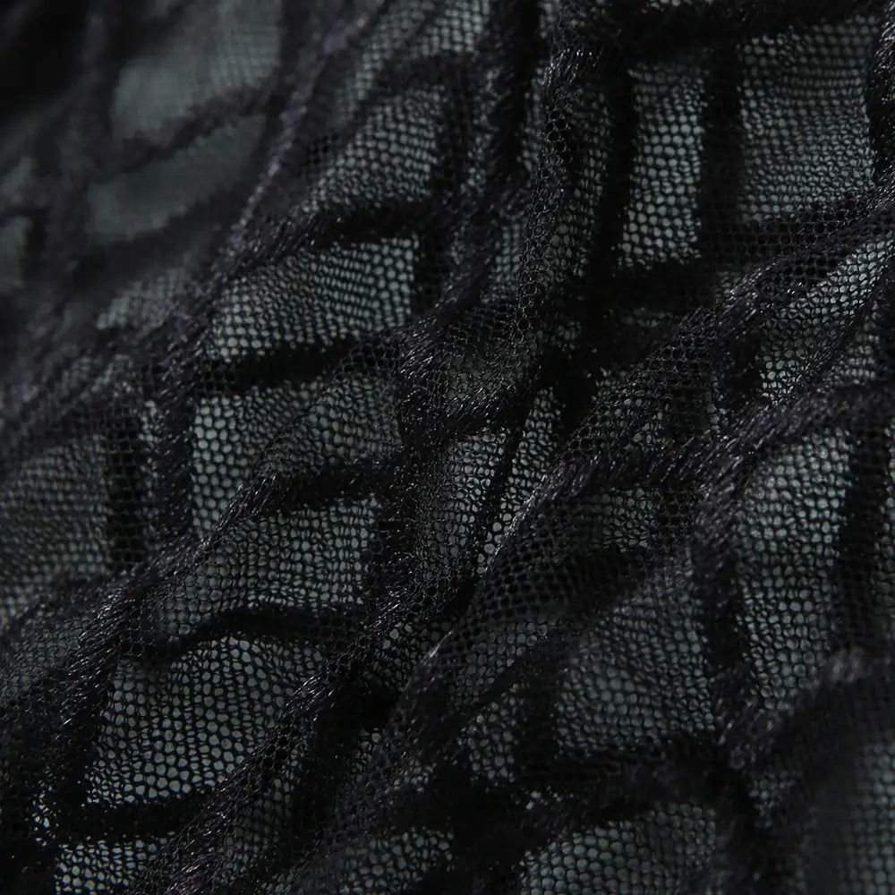 Zmysłowe czarne body z siateczką i łańcuszkami - Bielizna damska