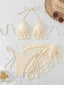 Koronkowy bikini set 3-częściowy z falbanką i pareo