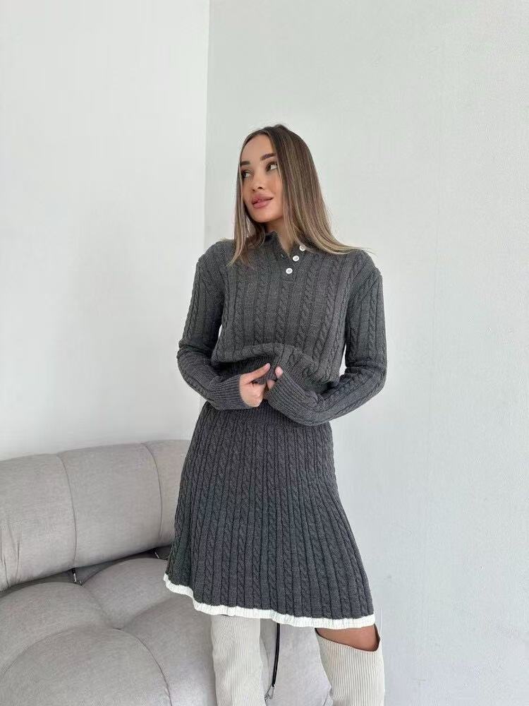 Dzianinowy komplet damski ze spódnicą – elegancki zestaw na co dzień i na wyjście