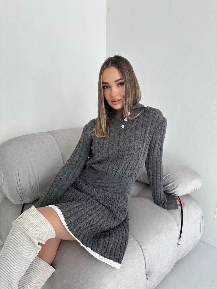Dzianinowy komplet damski ze spódnicą – elegancki zestaw na co dzień i na wyjście