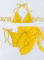 Trzyczęściowy kostium kąpielowy z pareo - bikini trójkątne wiązane