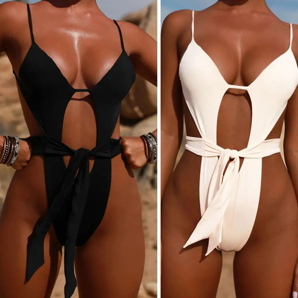 Jednoczęściowe bikini wiązane w pasie - Luxurie