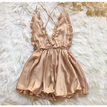 Satynowa piżama z falbanką - Luxurie