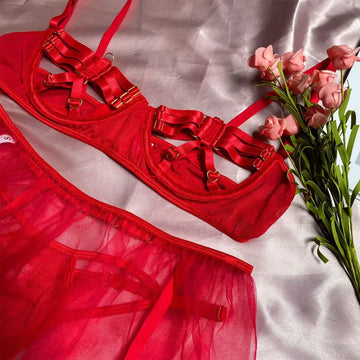 Seksowny komplet bielizny z tiulem - Luxurie