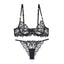 Zmysłowy Komplet Bielizny z Koronkowym Haftem w Liście - Black briefs suit / L - Bielizna damska